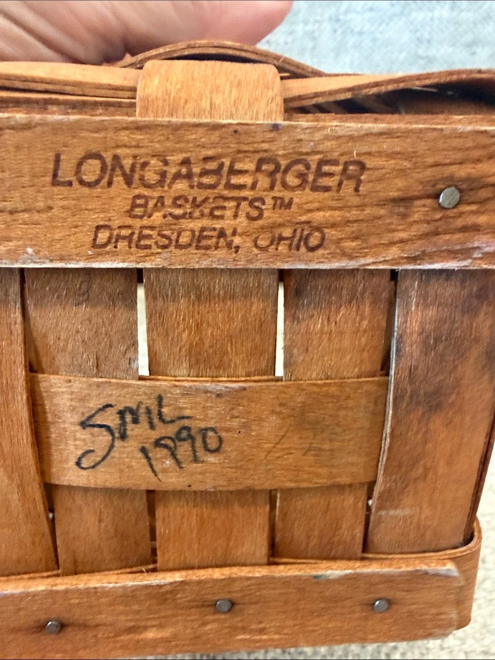 Longaberger Natural Brown Handwoven Wood Basket Pair
